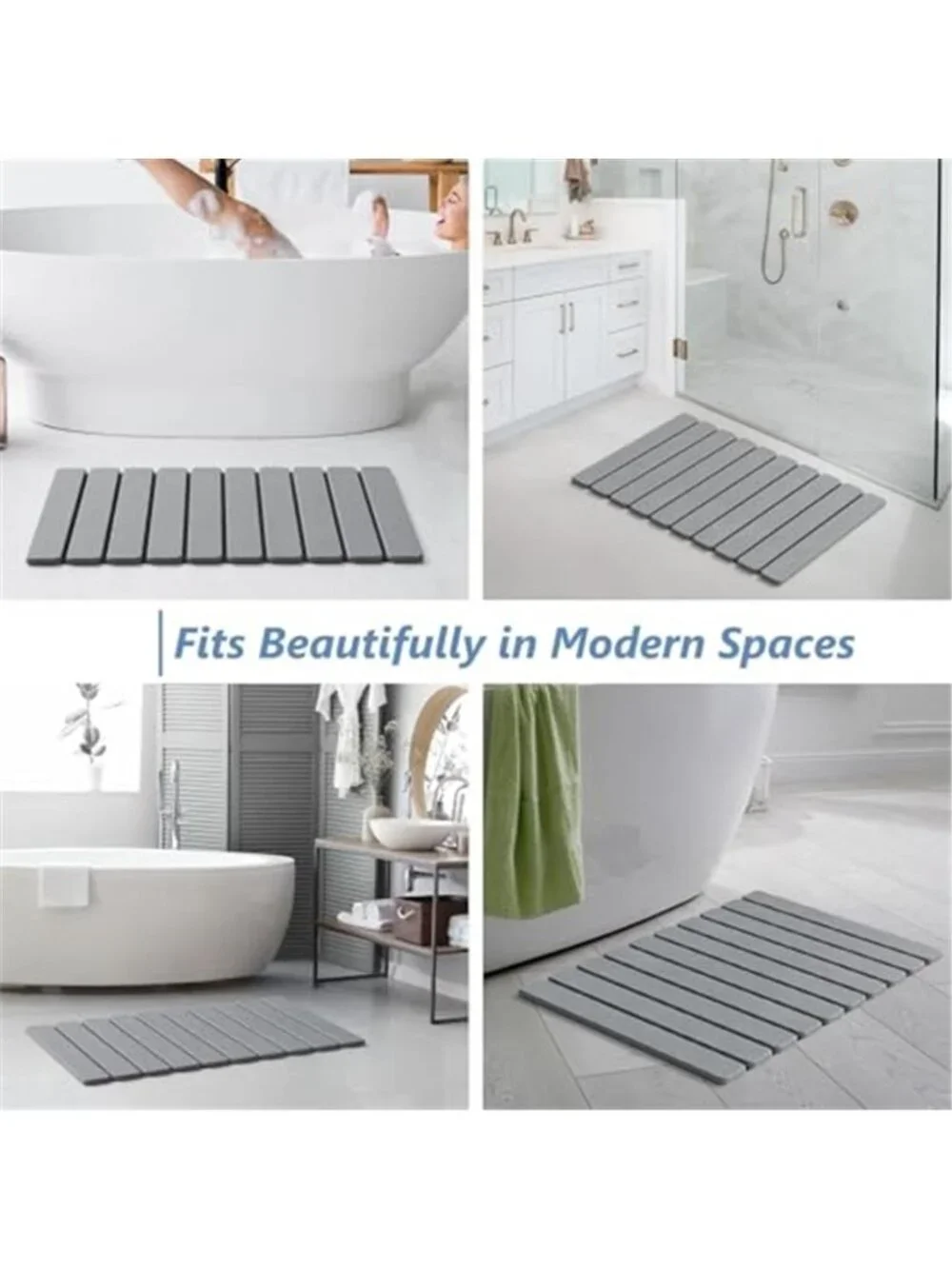 Stone Bath Mat Quick Dry Diatomaceous Earth Non Slip Foldable Bathroom